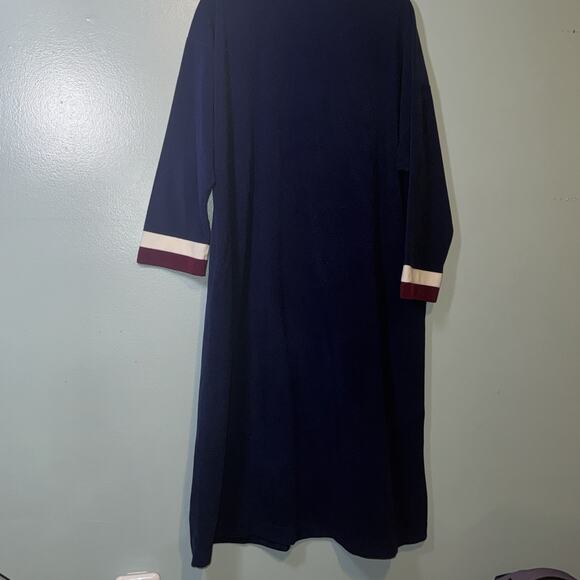 Vanity Fair M Nightgown Robe Colorblock Full Length Velvet Velour Zip Up 1/2 - Picture 8 of 9